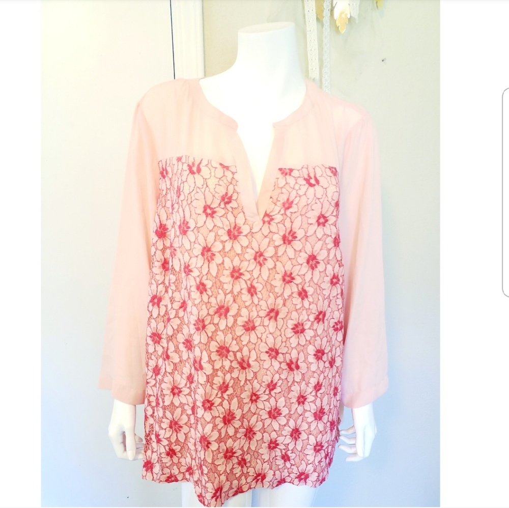 Investments Pink Floral Blouse